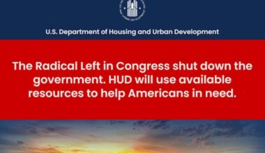 Screenshot of the website for the U.S. Department of Housing and Urban Development on Tuesday, Oct. 14, 2025, blaming the federal government shutdown on the "Radical Left in Congress."
