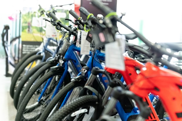 Electric bicycles for sale at Go Green Bicycles in Burbank, CA, Thursday, March 10, 2022. The shop expects to see more sales of e-bikes as the price of gas continues to raise. (Photo by David Crane, Los Angeles Daily News/SCNG)