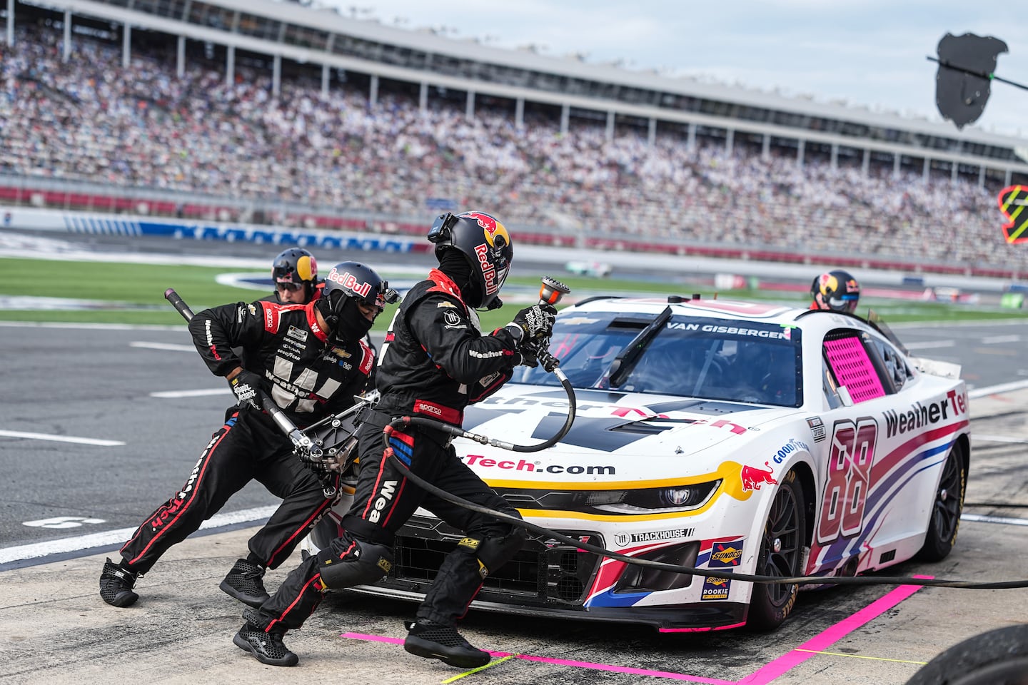 Shane van Gisbergen and his crew ran perfectly again on a road course, as the No. 88 car went on to take the checkered flag Sunday at the NASCAR Cup playoff race at Charlotte Motor Speedway in Concord, N.C.