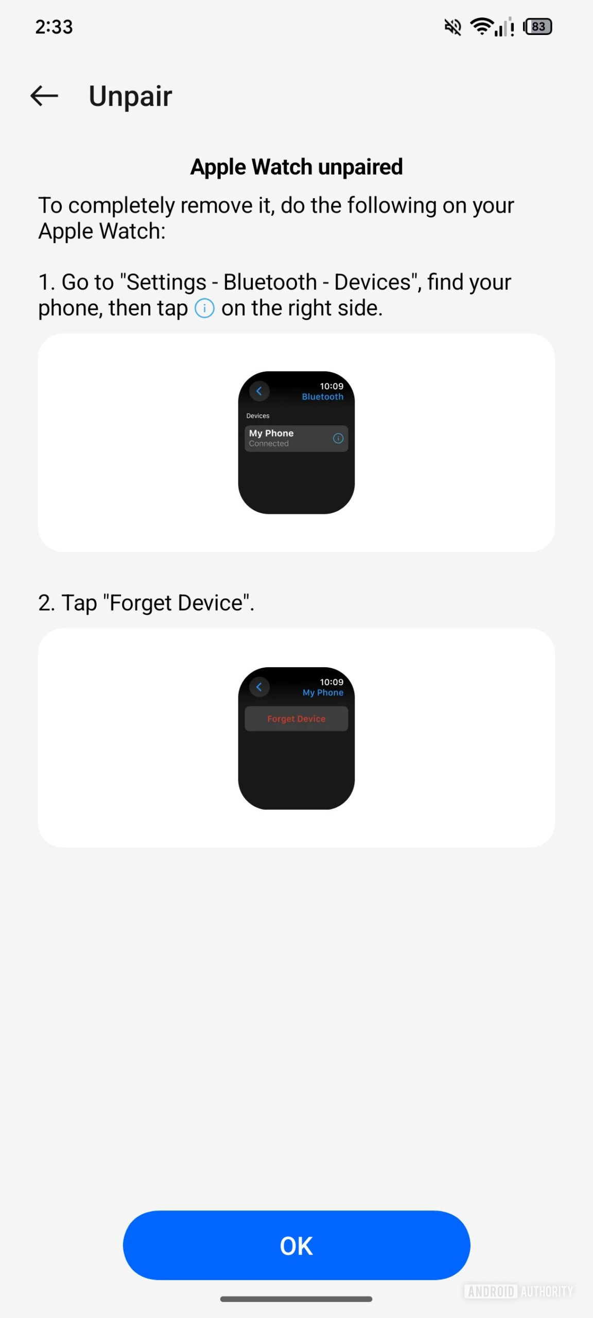 OHealth Unpair Apple Watch OHealth Unpair Apple Watch