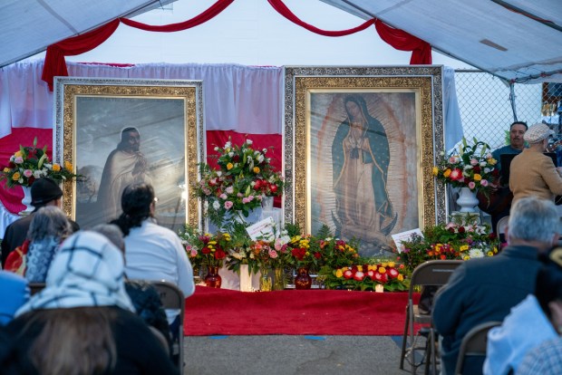 The annual pilgrimage the images of Our Lady of Guadalupe and St. Juan Diego came to Sacred Heart Church in Altadena on Monday, Oct. 13. (Courtesy, Archdiocese of Los Angeles)
