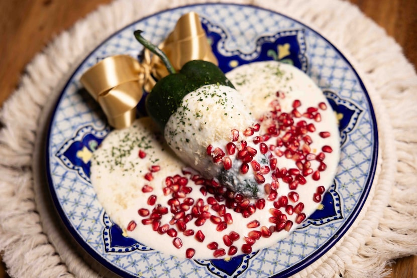 Chiles en Nogada, a staple dish from Puebla, is available at Don Artemio in Fort Worth.