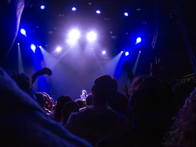 Audience cheers on at a concert