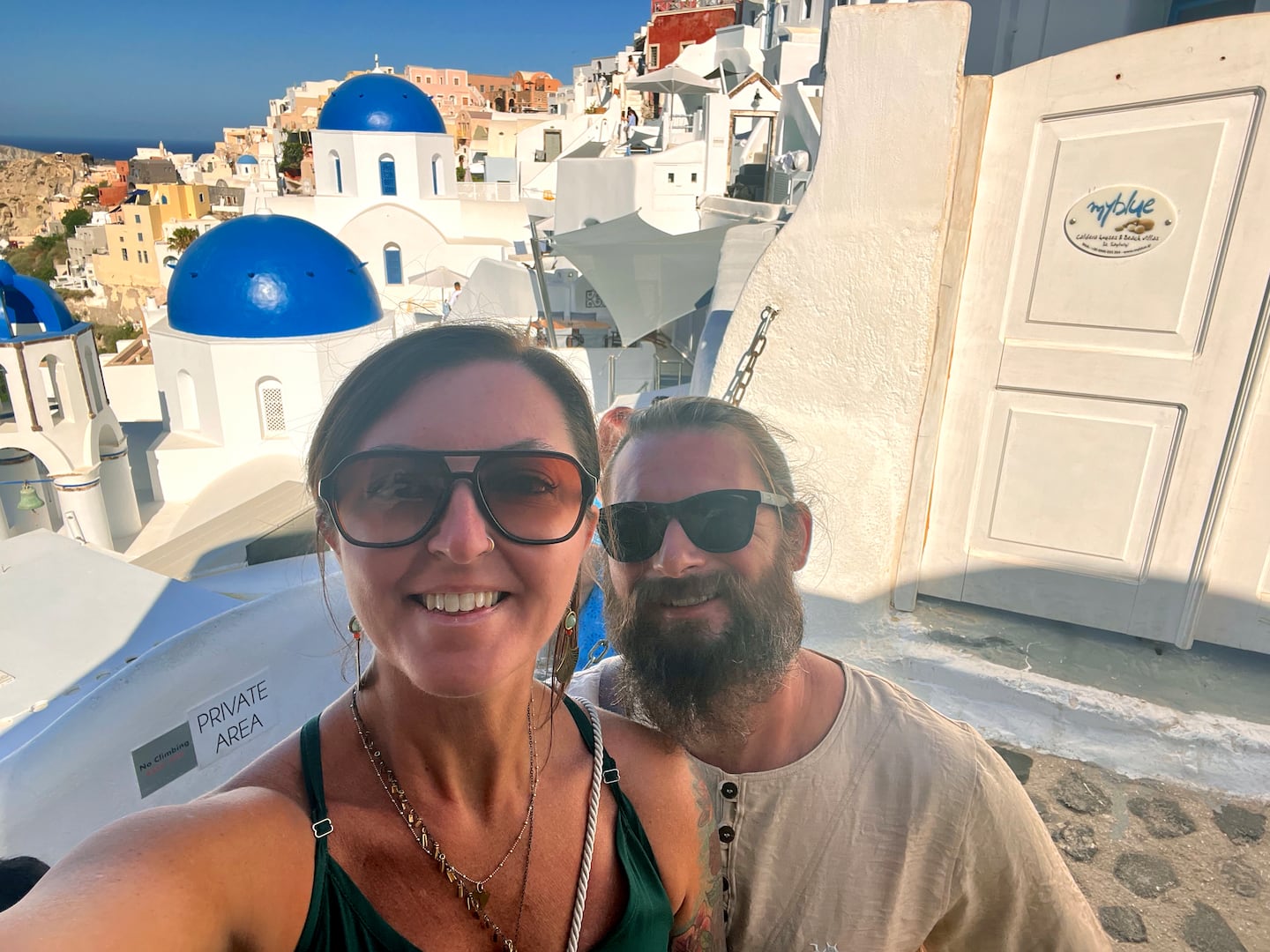 Kristin and her husband, Ryan Torres, during their trip to Greece. The trip almost felt more like a vacation than a series of medical procedures. The land was so beautiful, the food so delicious, that Kristin would often forget she was there for IVF.