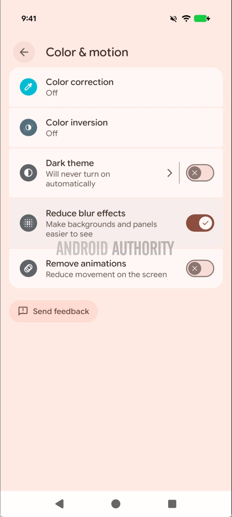 Reduce blur effects toggle in Android 16 QPR2 Beta 2