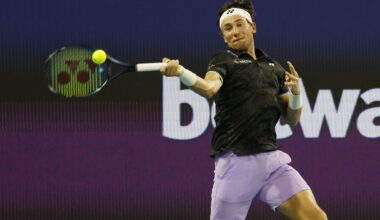 Casper Ruud in action ahead of the ATP Stockholm.