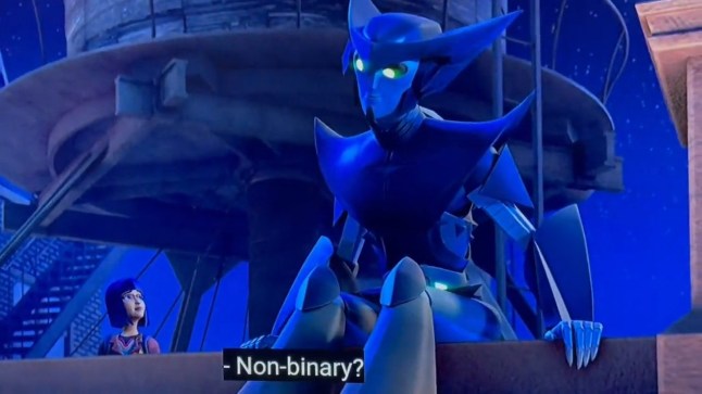 12082173 Outrage as kids' Transformers: EarthSpark TV show introduces new non-binary robot who says being neither male or female is a 'wonderful experience' - as internet users joke the show is 'really putting the trans in Transformers'