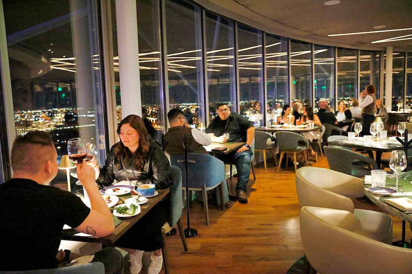 Nearly every seat at Crown Block has a view of Dallas from on high.