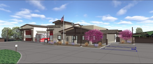 Concept art for the new North County Fire Protection Division Station No. 4 at 4375 Pala Mesa Drive in Fallbrook. The new facility is expected to open in March 2027. (North County Fire Protection Division)