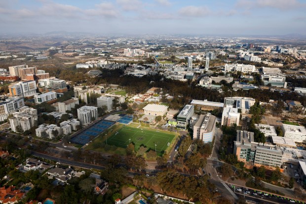 In an aerial photo, the campus of UC San Diego is seen on Oct. 7, 2025 in San Diego, CA. (K.C. Alfred / The San Diego Union-Tribune)