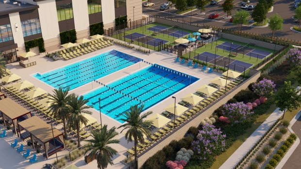 A rendering of the pool deck at Life Time Otay Ranch in Chula Vista. (Life Time)