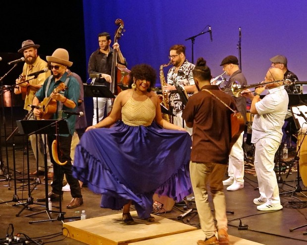The three-day 2025 San Diego Tijuana International Jazz Festival concluded its Saturday edition with a joint performance by Arturo O'Farrill & The Afro-Latin Ensemble and the Fandango Fronterizo Colectivo. (Manuel Cruces Camberos)