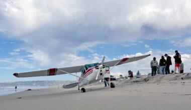 Authorities responding after plane lands at Mission Beach