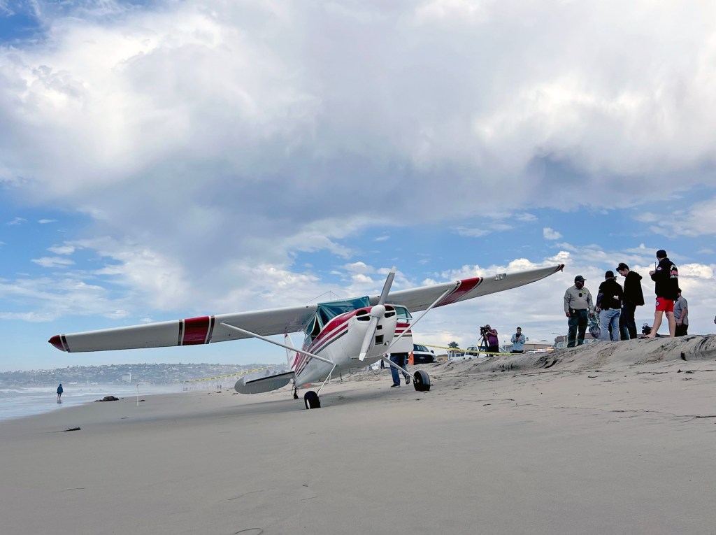 Authorities responding after plane lands at Mission Beach
