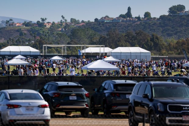 Hundreds watch or play in soccer matches at Surf Sports Park on Saturday, Oct. 25, 2025. (Meg McLaughlin / The San Diego Union-Tribune)