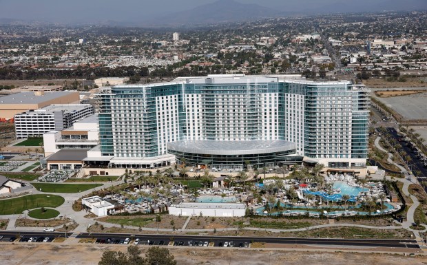 In an aerial photo, the Gaylord Pacific Resort & Convention Center is seen on Oct. 7, 2025 in Chula Vista, CA. (K.C. Alfred / The San Diego Union-Tribune)