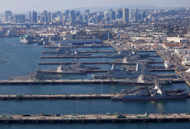 U.S Navy ships are docked at Naval Base San Diego on Oct. 7, 2025 in San Diego, CA. (K.C. Alfred / The San Diego Union-Tribune)