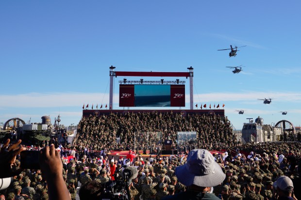 Vice President JD Vance joined with Marines from Camp Pendleton at the beach to observe a beach assault and celebrate the Marine Corps' 250th birthday on Saturday. (Nelvin C. Cepeda / The San Diego Union-Tribune)