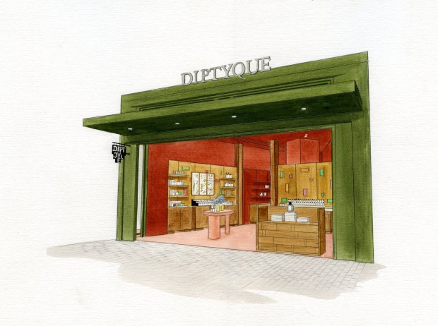 San Diego's first Diptyque fragrance, candle and home luxury boutique has opened. Using colors, materials and decorative objects, the company created a sensory retreat, as shown in this illustration. (Diptyque)