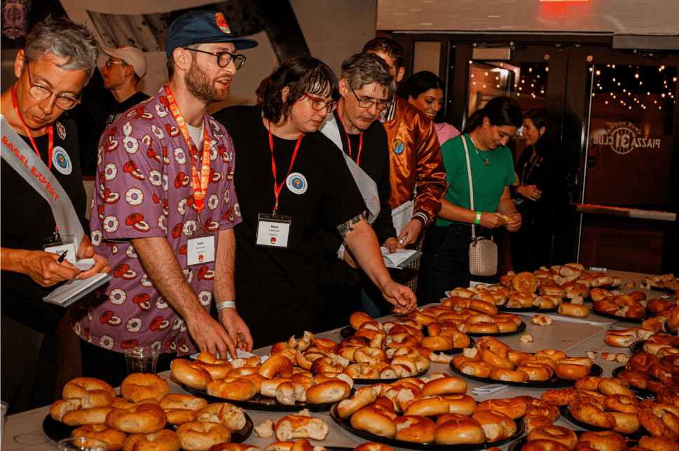 A bagel judging competition at BagelFest