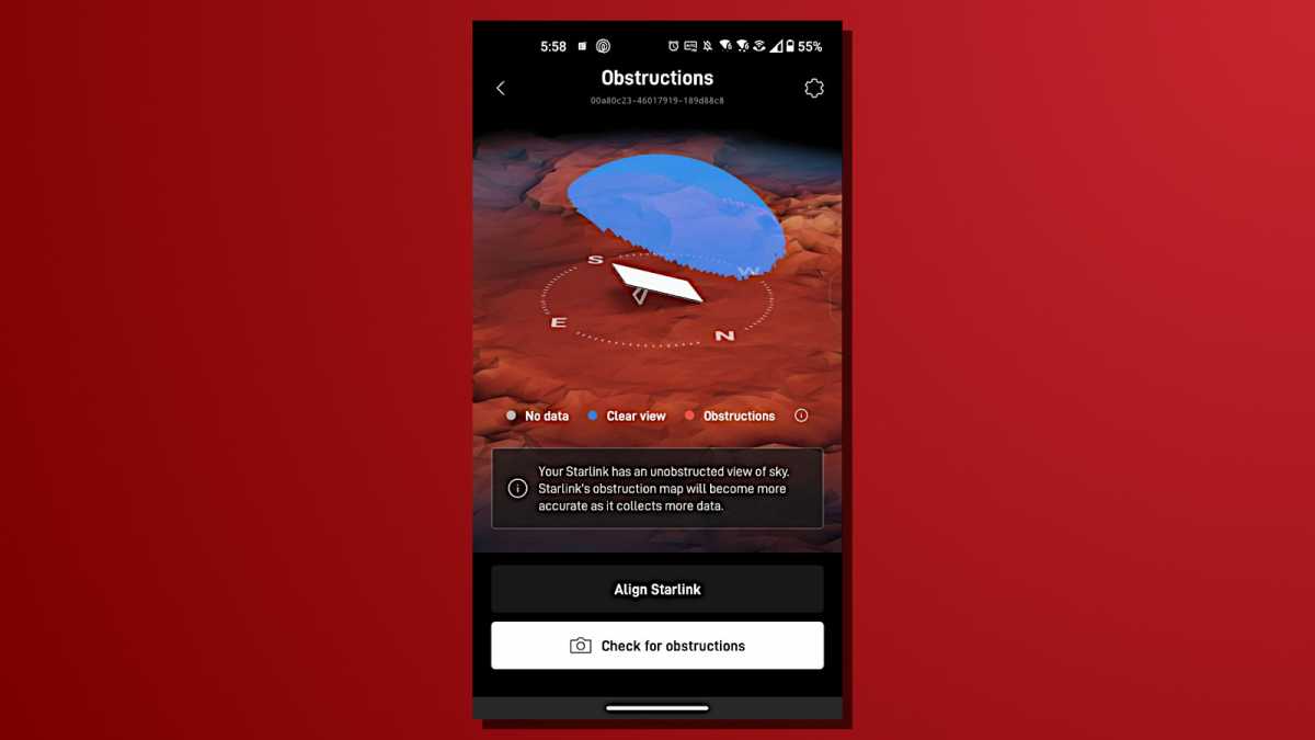 Starlink mobile app clear view obstructions map