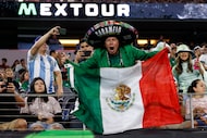 A Mexico fan cheers before the first half of an international friendly match between Mexico...