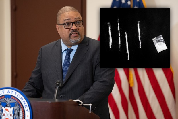 Manhattan District Attorney Alvin Bragg speaks during a press conference related the indictment of Tabitha Bundrick for allegedly using fentanyl-laced drugs to rob four men, killing three of them, Wednesday, Sept. 24, 2025 in Manhattan, New York, New York. (Barry Williams/ New York Daily News; Shutterstock)