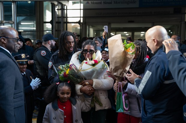 NYCDOC Officer Shamika Mitchell leaves Mount Sinai Morningside Hospital Friday, Feb. 14, 2025 in Manhattan, New York. (Barry Williams/ New York Daily News)