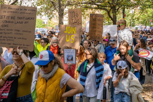 'No Kings Day Rally' against Donald Trump along Prospect Park West in Brooklyn on Saturday Oct. 18, 2025. 1202. (Theodore Parisienne / New York Daily News)
