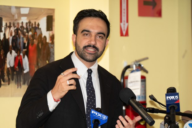 New York City mayoral candidate Zohran Mamdani holds a rally at 966 Fulton St. in Brooklyn on Thursday, Oct. 30, 2025. (Theodore Parisienne / New York Daily News)
