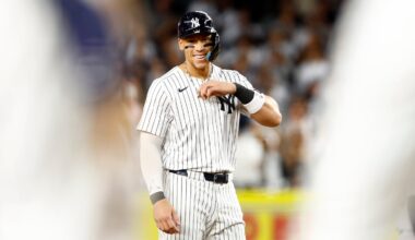Yankees outfielder Aaron Judge hit a single in the third inning and advanced to second base on a passed ball.