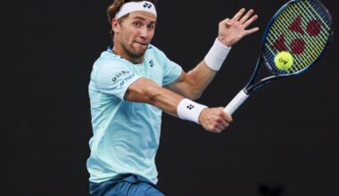 Casper Ruud in action ahead of the ATP Stockholm Open.