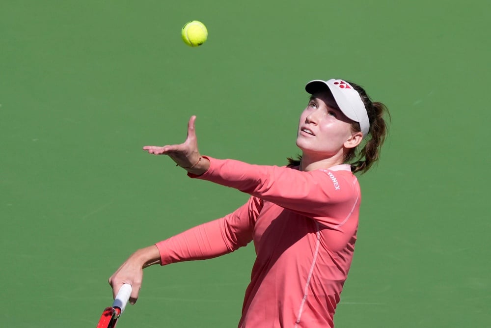 Elena Rybakina in action at the WTA Indian Wells Open.