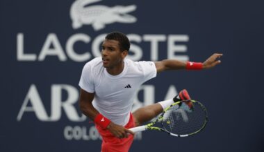 Felix Auger-Aliassime in action ahead of the ATP Brussels Open.