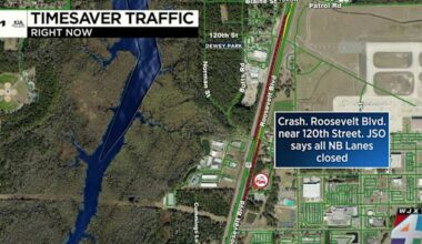 All northbound lanes of Roosevelt Blvd. near NAS Jacksonville blocked due to deadly crash