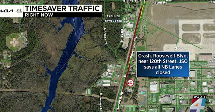 All northbound lanes of Roosevelt Blvd. near NAS Jacksonville blocked due to deadly crash