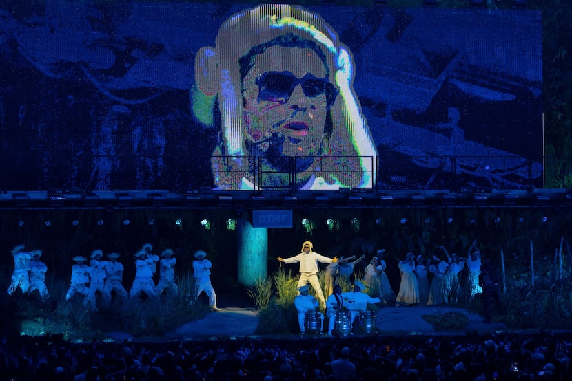 FILE - Bad Bunny performs during the final concert of his summer residency in his homeland...