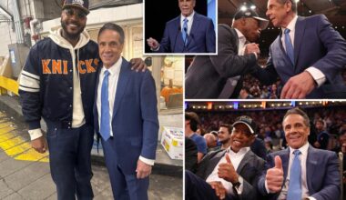 Andrew Cuomo bolts for Knicks opener minutes after NYC mayoral debate – and sits next to Eric Adams