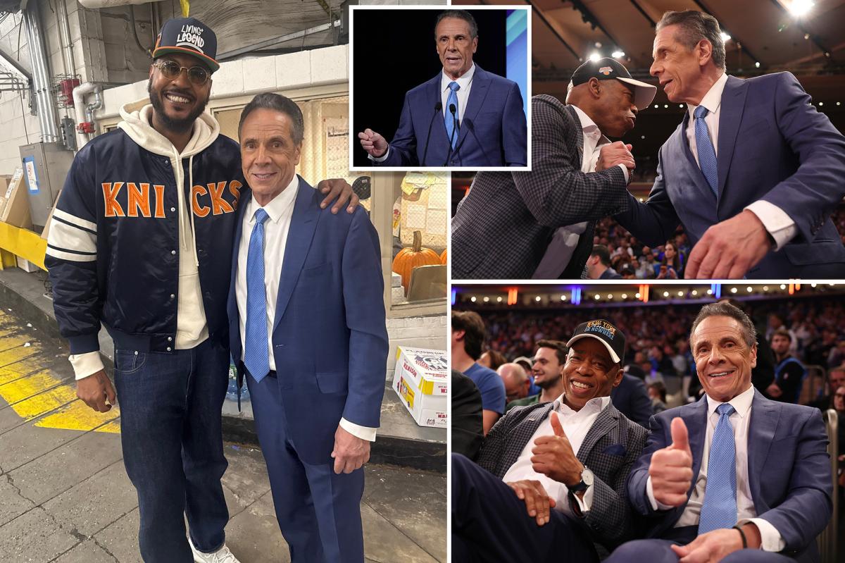 Andrew Cuomo bolts for Knicks opener minutes after NYC mayoral debate – and sits next to Eric Adams