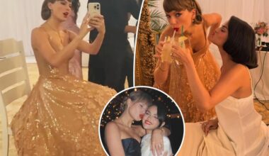 Taylor Swift wears Oscar de la Renta dress at Selena Gomez and Benny Blanco's wedding