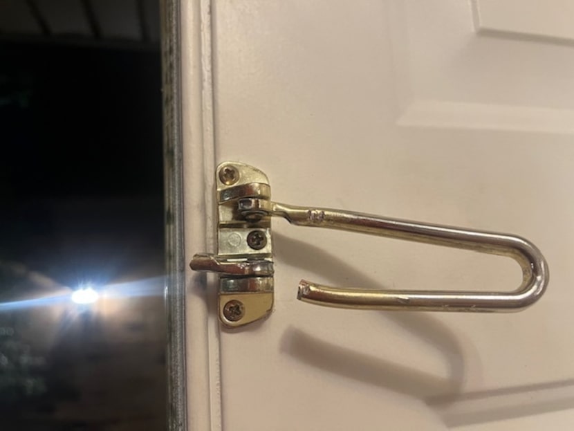 Part of the lock Dallas Fire Rescue broke when entering the wrong house on an emergency in...