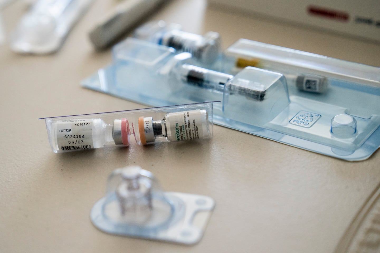 A woman's IVF medications, including vials of Menopur, at her home in Maryland in 2022.