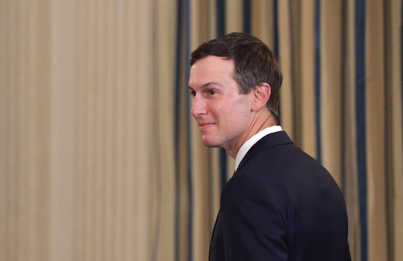 Jared Kushner, Trump's son-in-law, pictured at the White House on Monday, has accepted billions from the Middle East for his private business.