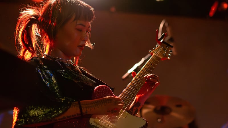 Guitarist playing the guitar
