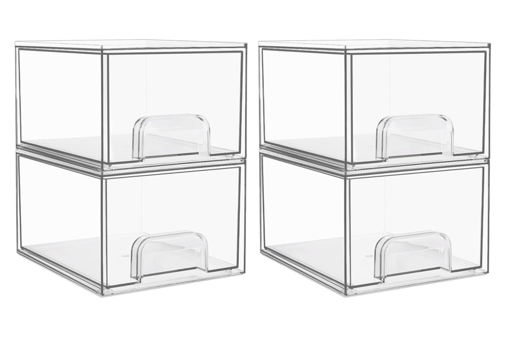 Vtopmart Clear Stackable Storage Drawers (4-Pack)