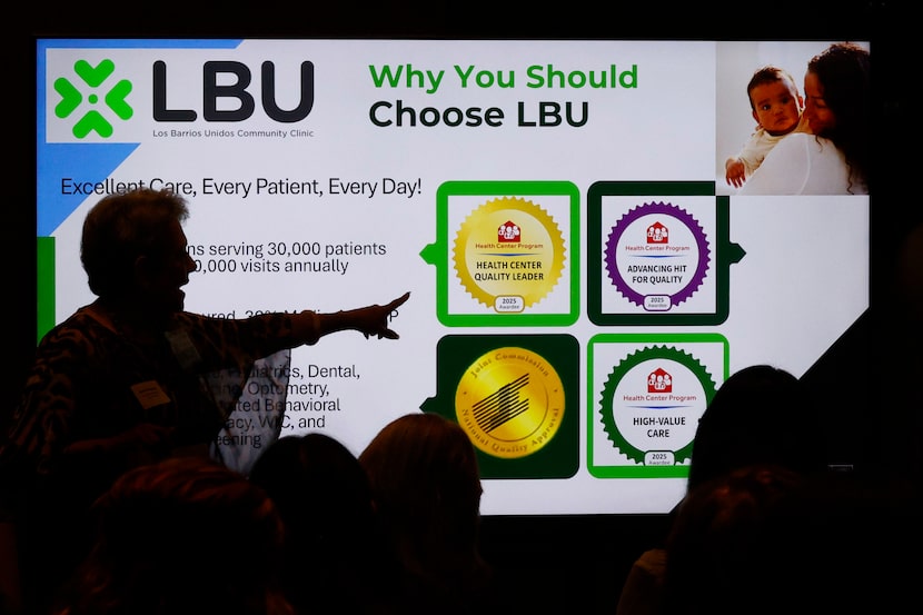 Joleen Bagwell, chief development officer for the LBU Community Clinic, shows how United...
