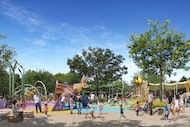 A rendering of the Community Park planned to replace a parking lot area in Fair Park.