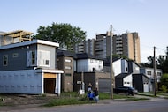 Contemporary style new build homes line Pennsylvania Avenue on July 7, 2025, in Dallas.