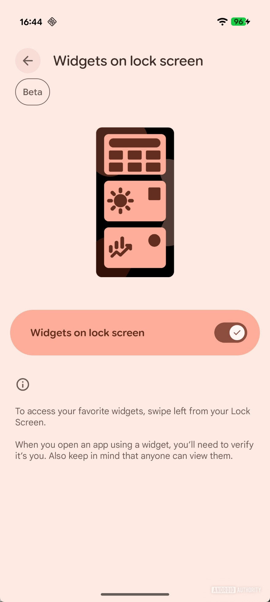 Widgets on lock screen settings page in Android 16 QPR2 Beta 3
