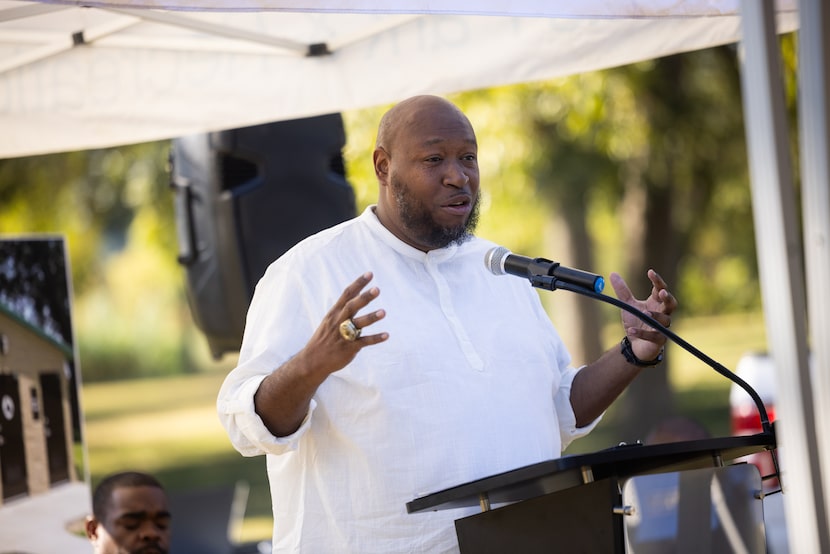 District 4 Council member Maxie Johnson speaks during a groundbreaking ceremony for the...